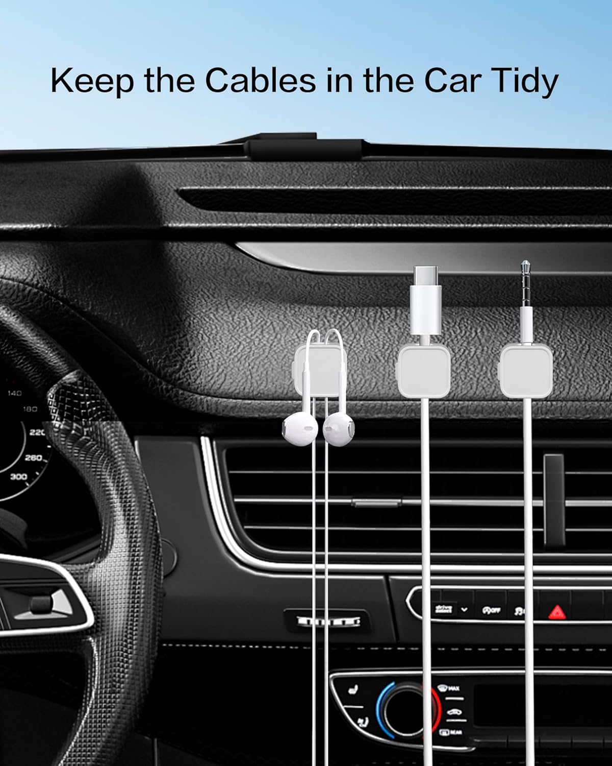 10 Pack Desk Cable Strong Adhesive Management Clips，Organize Phone Charging Magnetic Cable Wire Holder, Easy to Open, for Desk, Wall, Office, Car,Nightstand(Black)