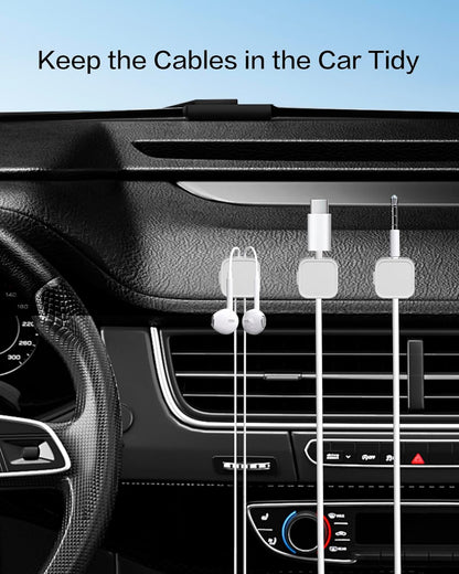 10 Pack Desk Cable Strong Adhesive Management Clips，Organize Phone Charging Magnetic Cable Wire Holder, Easy to Open, for Desk, Wall, Office, Car,Nightstand(Black)