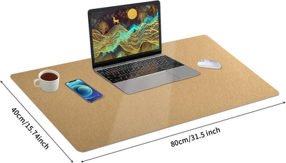 Bloss Leather Desk Pad and Keyboard Wrist Rest, Large Mouse Pad + Keyboard Pad+Mouse Wrist Support, Non-Slip Desk Mat Protector for Office, Home(31.5×15.7 Inches,Beige)