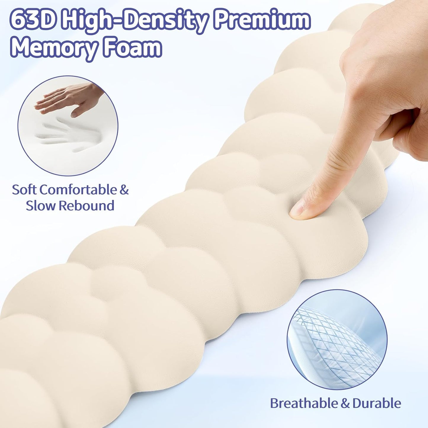 Sushret Cloud Wrist Rest for Keyboard and Mouse, Memory Foam PU Leather Keyboard Wrist Rest with Ergonomic Support, Non-Slip Base, Cute Arm Rest Pad & Palm Cushion, Office Desk Accessory, White