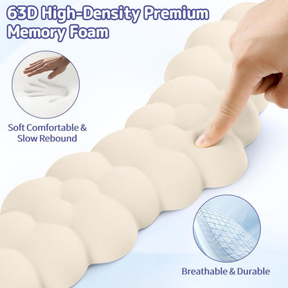 Sushret Cloud Wrist Rest for Keyboard and Mouse, Memory Foam PU Leather Keyboard Wrist Rest with Ergonomic Support, Non-Slip Base, Cute Arm Rest Pad & Palm Cushion, Office Desk Accessory, White