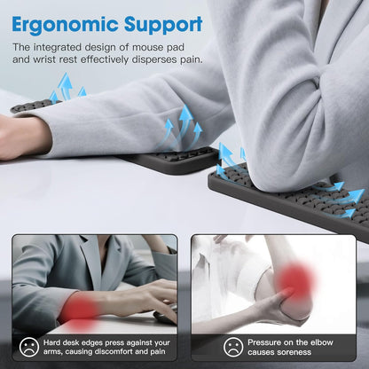 MEKASS L-Shaped Desk Elbow Pad for Desk, Memory Foam Elbow Support Padding with Non-Slip, 2-Piece Ergonomic Desk Edge Cushion, Wrist Comfort Support for Office Home (Diamond Black)