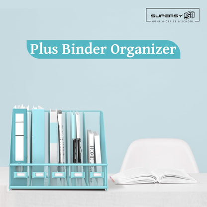 SUPEASY Desk Organizers Metal Desk Magazine File Holder with 5 Vertical Compartments Rack File Organizer for Office Desktop, Classroom, Home Workspace, Black