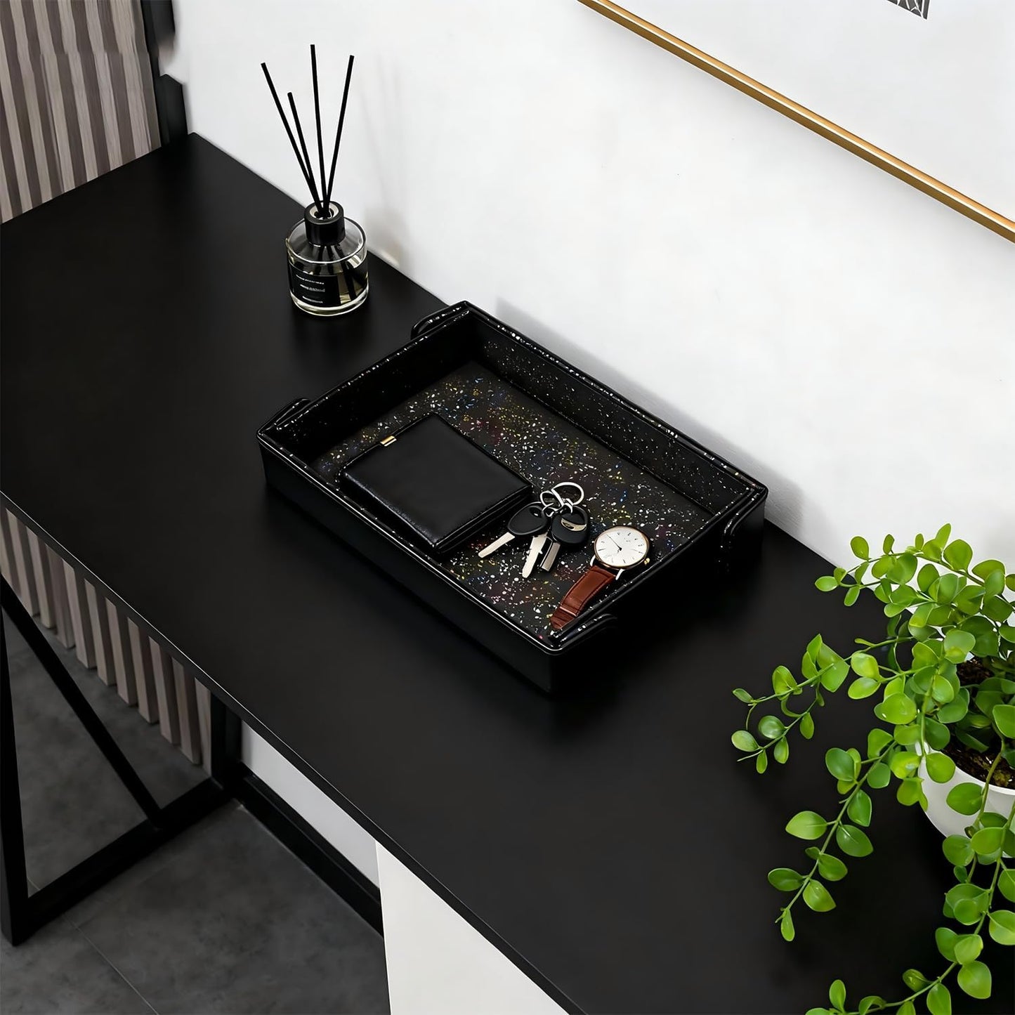 Valet Tray, Desktop Organizer and Catchall Tray for Keys, Wallet, Phone, Jewelry | Multi-Use Entryway Table, Desk & Nightstand Storage for Men & Women