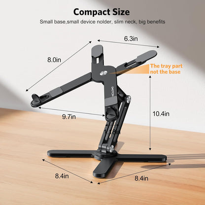 OMOTON LA10 360° Rotating Laptop Stand Riser for Desk, Ergonomic Foldable Computer Stand Adjustable Height Angles for Collaborative Work, Easy Storage Fit Macbooks,All Laptops up to 16 inches, Silver