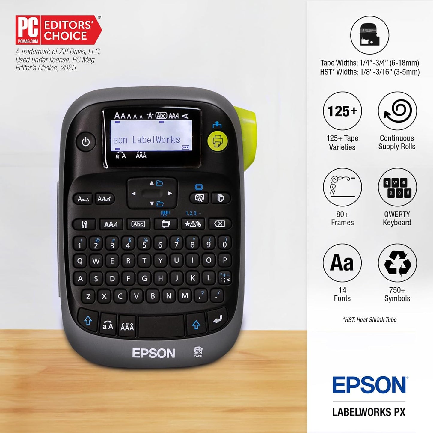 LABELWORKS Epson LW-PX300 Industrial Label Maker for Office – Compatible with Stickers, Magnets, and Shrink Tube, Portable Handheld Design, Label Maker and Tape Only