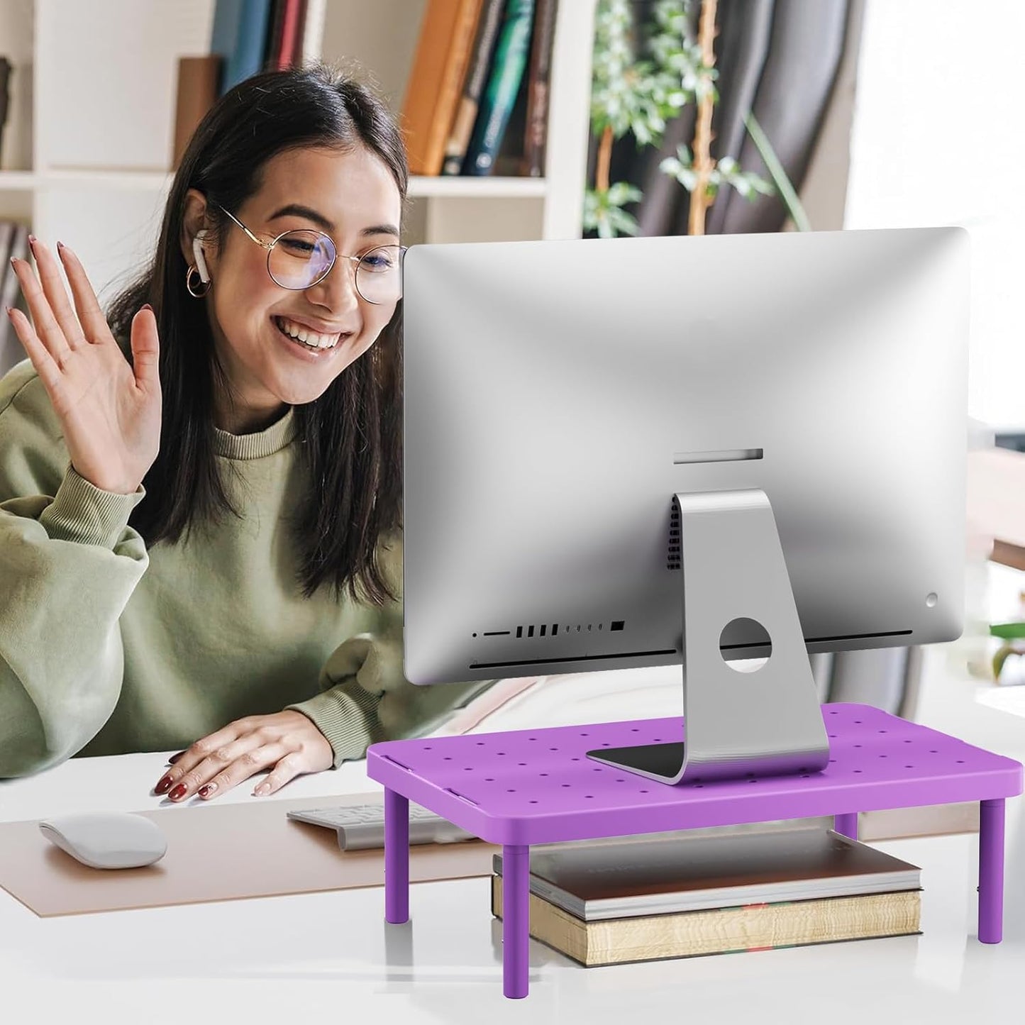 WALI Computer Monitor Stand with Storage, Desk Monitor Riser 3 Height Adjustable, Laptop Riser with Airflow Vents, Desk Organizer for Computer, Laptop, Printer (PTT002-B), 1 Pack, Black