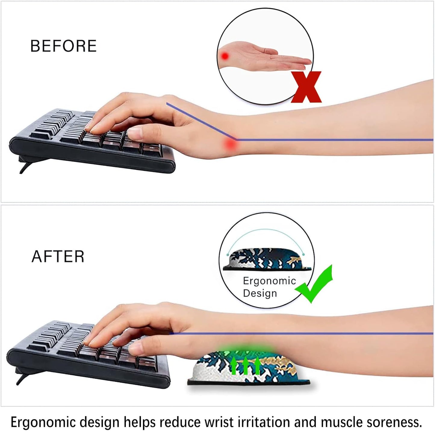 ArtSo Upgraded Wrist Rest Support for Mouse Pad & Keyboard, Ergonomic Gel Mousepad Non-Slip Rubber Base Home,Office Pain Relief, Easy Typing Cushion Neoprene, Soft Memory Foam, Purple Heart Butterfly
