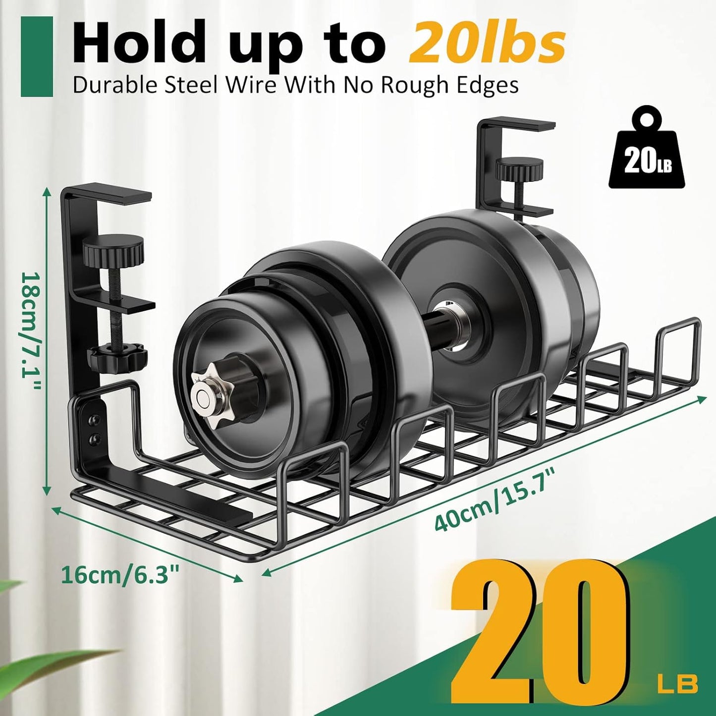 Under Desk Cable Management Tray, L 15.7''W 6.3'' No Drill Steel Desk Cable Organizers, Wire Management Tray Cable Management Rack, Desk Cable Tray Wire Organizer With Desk Cord Organizer