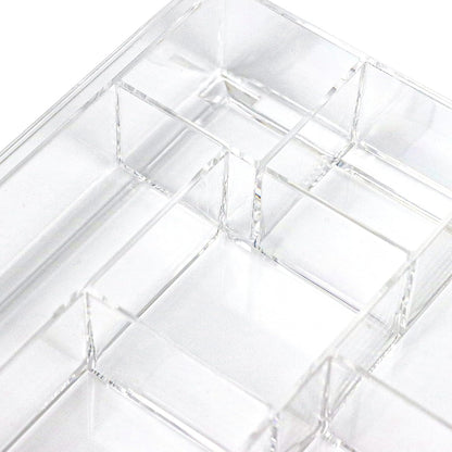 ZEXALOR 8-Section Clear Drawer Organizer, Large Acrylic Drawer Divider Tray for Desk,Bathroom,Office Makeup,Junk, Plastic Drawers Organizer 13.7" x 8.7" x 2" (8-Section)