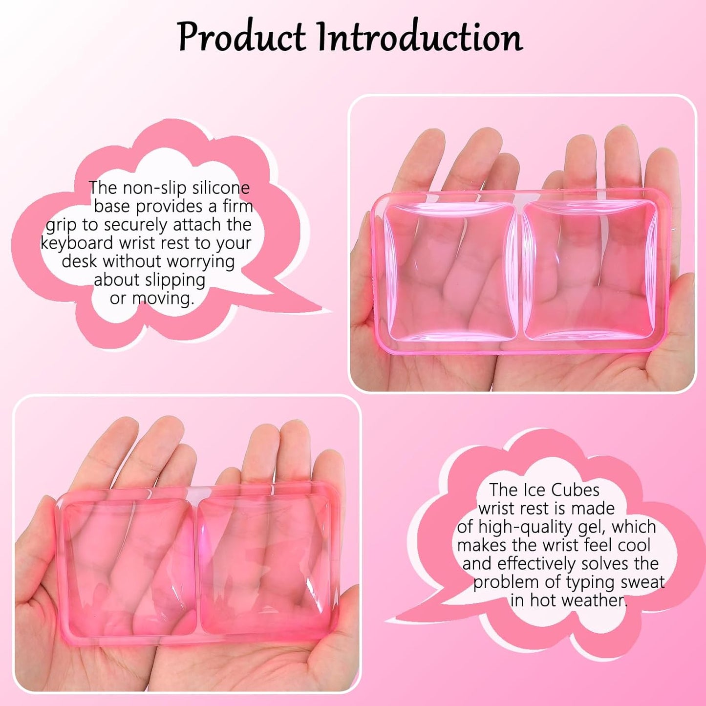 Gel Wrist Rest for Keyboard and Mouse Square Blue Plaid Clear Keyboard Wrist Rest Transparent Ergonomic Cute Checkered Mouse Wrist Pad Silicone Non-Slip Support for Computer Laptop Gaming Home Office