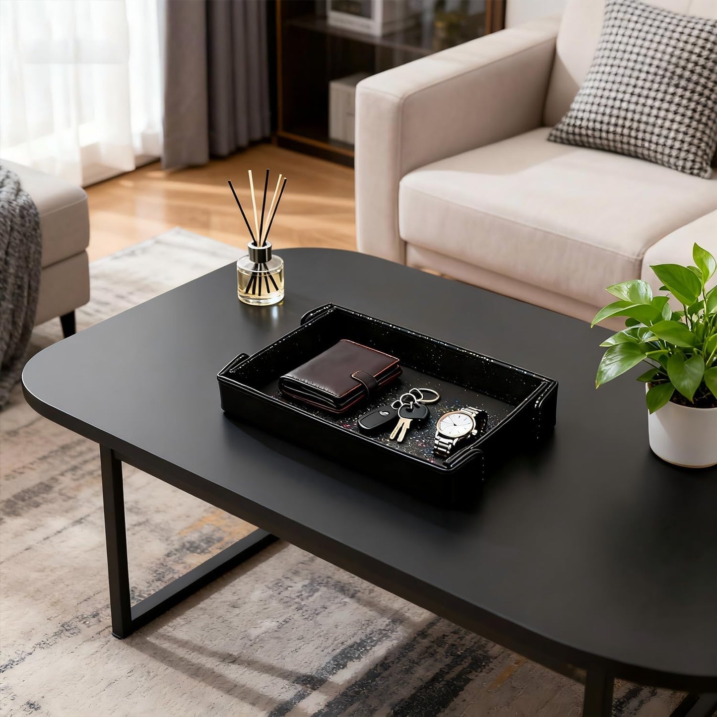Valet Tray, Desktop Organizer and Catchall Tray for Keys, Wallet, Phone, Jewelry | Multi-Use Entryway Table, Desk & Nightstand Storage for Men & Women