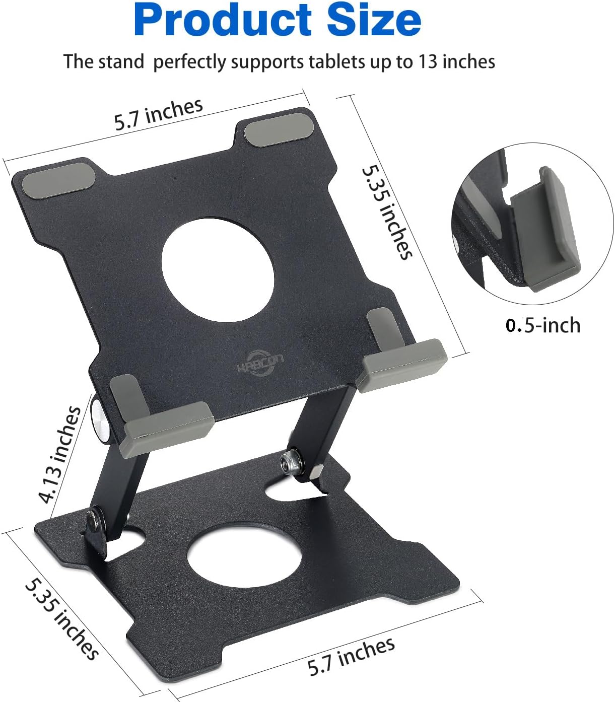 KABCON Quality Tablet Stand,Adjustable Foldable Eye-Level Aluminum Solid Up to 15-in Tablets Holder for Microsoft Surface Series Tablets,iPad Series,Samsung Galaxy Tabs,Amazon Kindle Fire,Etc.Silver
