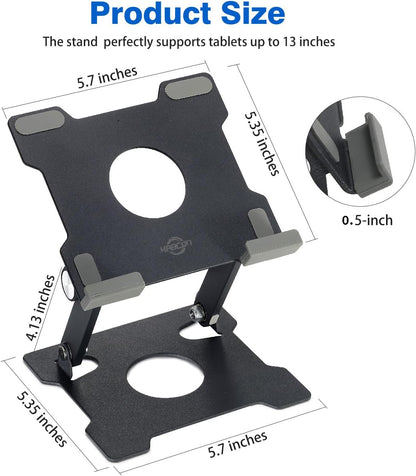 KABCON Quality Tablet Stand,Adjustable Foldable Eye-Level Aluminum Solid Up to 15-in Tablets Holder for Microsoft Surface Series Tablets,iPad Series,Samsung Galaxy Tabs,Amazon Kindle Fire,Etc.Silver