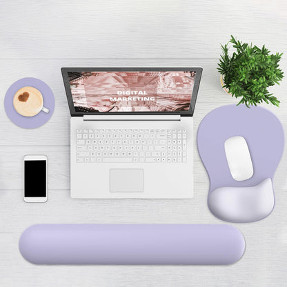 Ergonomic Mouse Pad with Wrist Rest and Keyboard Wrist Rest, Black Mousepad and Wrist Rest for Computer Keyboard, Pain Relief, Non-Slip PU Base, Gel Mouse Pad with Wrist Support for Gaming, Office