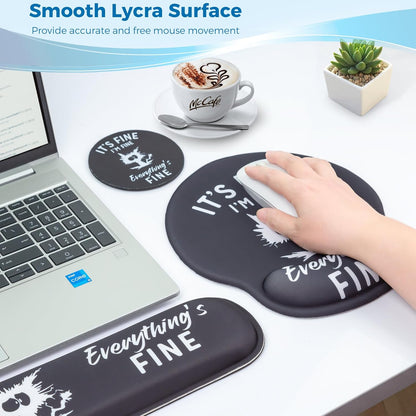 Mouse Pad and Keyboard Wrist Rest Support, with Non-Slip PU Base,Gel Mouse Pad with Coaster,Pain Relief for Gaming, Computer,Office -Beach