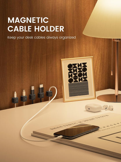 8 Pack Magnetic Cable Clips, Phone Cord Holder for Nightstand, Under Desk Cable Management, Canisflax Adhesive Wire Charging Cord Organizer Keepers Holder for Home Office Car Wall Desktop