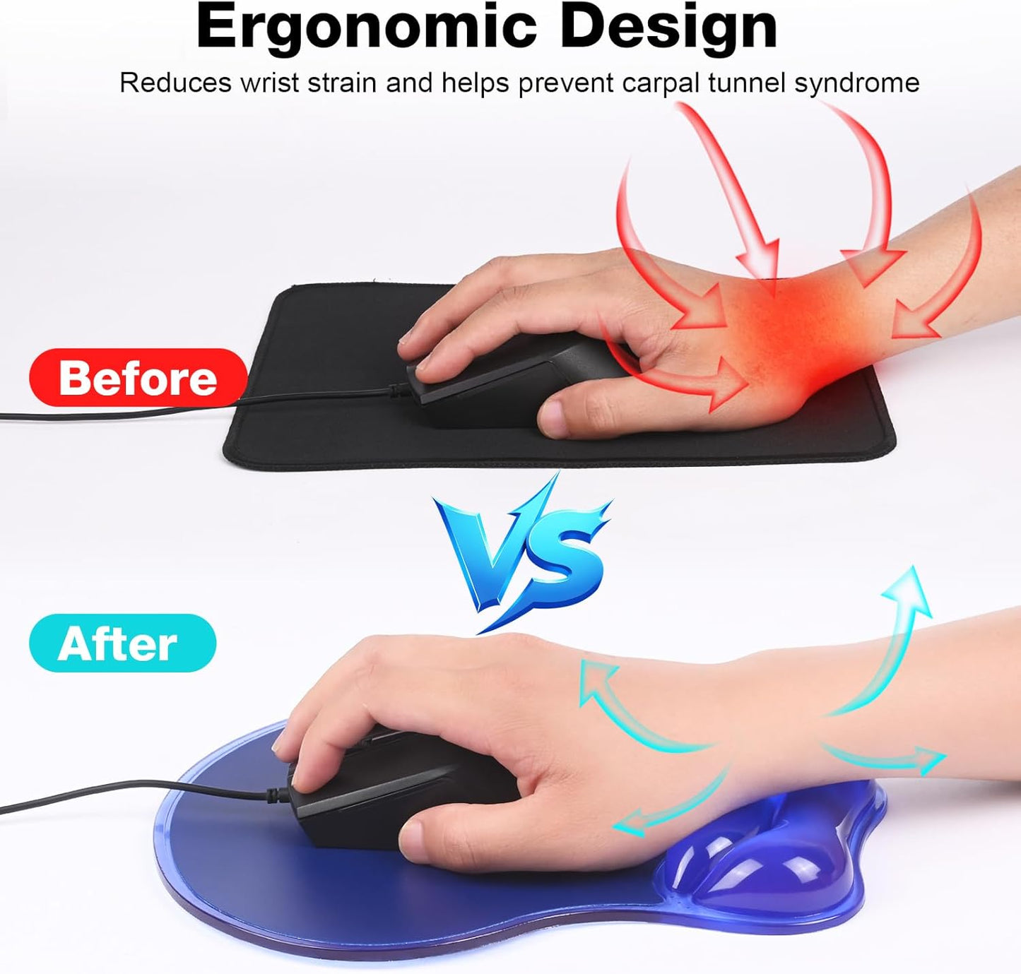 Gel Mouse pad & Keyboard Wrist Rest Set, Ergonomic Keyboard and Mousepad with Wrist Support, Keyboards Wrist Rest, Computer Keyboards Pad, Cooling Gel Blue