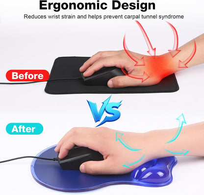 Gel Mouse pad & Keyboard Wrist Rest Set, Ergonomic Keyboard and Mousepad with Wrist Support, Keyboards Wrist Rest, Computer Keyboards Pad, Cooling Gel Blue