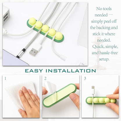 3-Pack Cute Pea Cable Clips – Soft Silicone USB Cable Organizers for Desk, Car, and Nightstand Wire Management