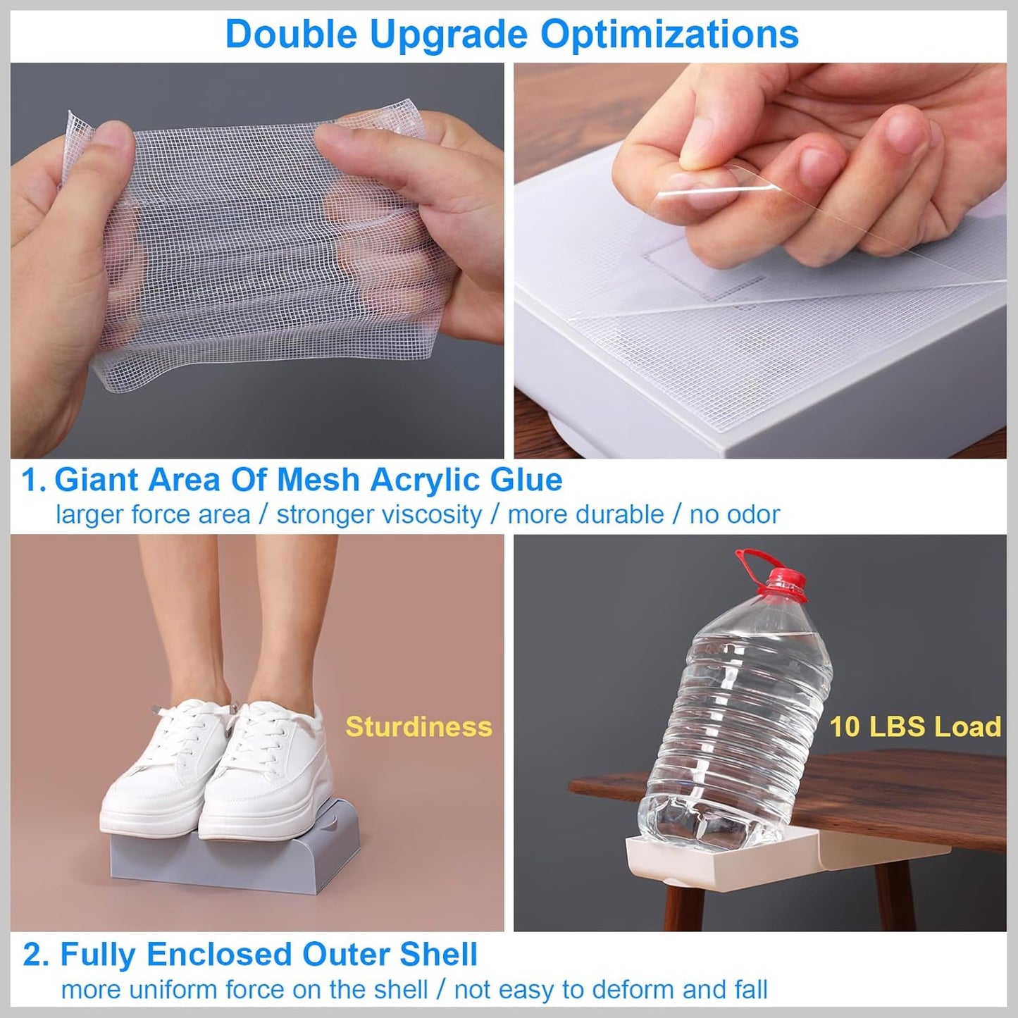 2 Pack Under Desk Drawer Self-Adhesive Desktop Storage Organizer, Hidden Attachable Slide Out Desk Drawer, Under Table Tray for Pencil Pen Stationery Office Organization, White
