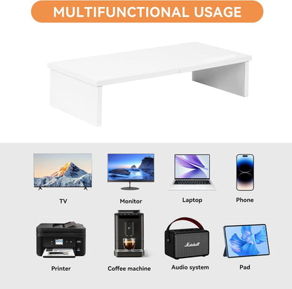 Qupui Computer Monitor Stand Riser with Drawer and Pen Holders, Desk Organizer Shelf and Accessories, Office Desk Accessories, Office Organization, Black