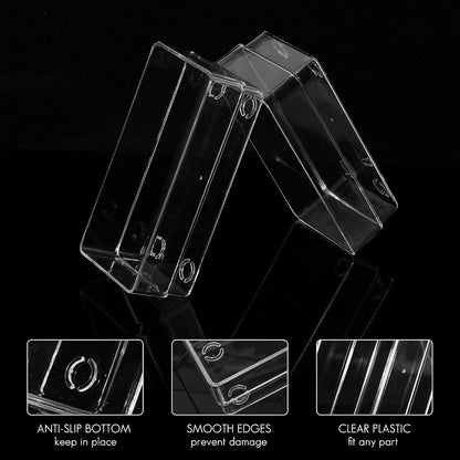 LotFancy Clear Drawer Organizers, 12” x 3” x 2”, Set of 3, Drawer Organizer Trays for Desk, Plastic Storage Bins for Bathroom, Makeup, Utensils, Stackable