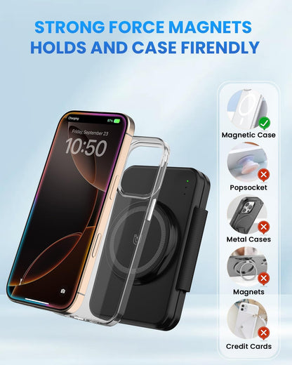 Charging Station for iPhone and Apple Watch: 3 in 1 Wireless Phone Charger Stand for iPhone 17 16 15 14 13 12 11 Pro Max & AirPods, Bedside Nightstand Docking