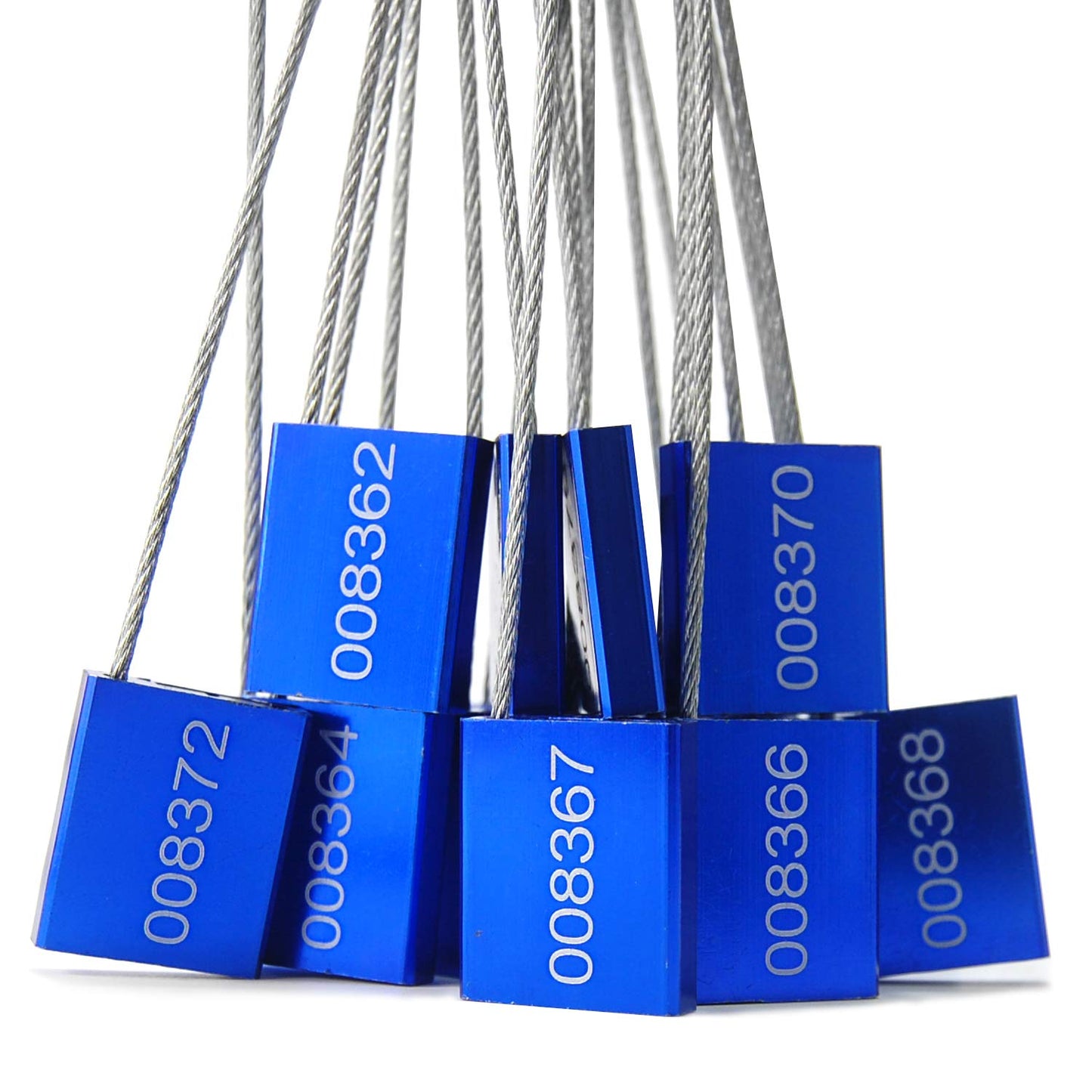 50 Blue Steel Cable Seals Metal High Security Tag Numbered Truck Trailer Seal Anti-Tamper Pull-Tite Security Seal Aluminum Transport Shipping Seal Self-Locking Safety Ties ISO 17712