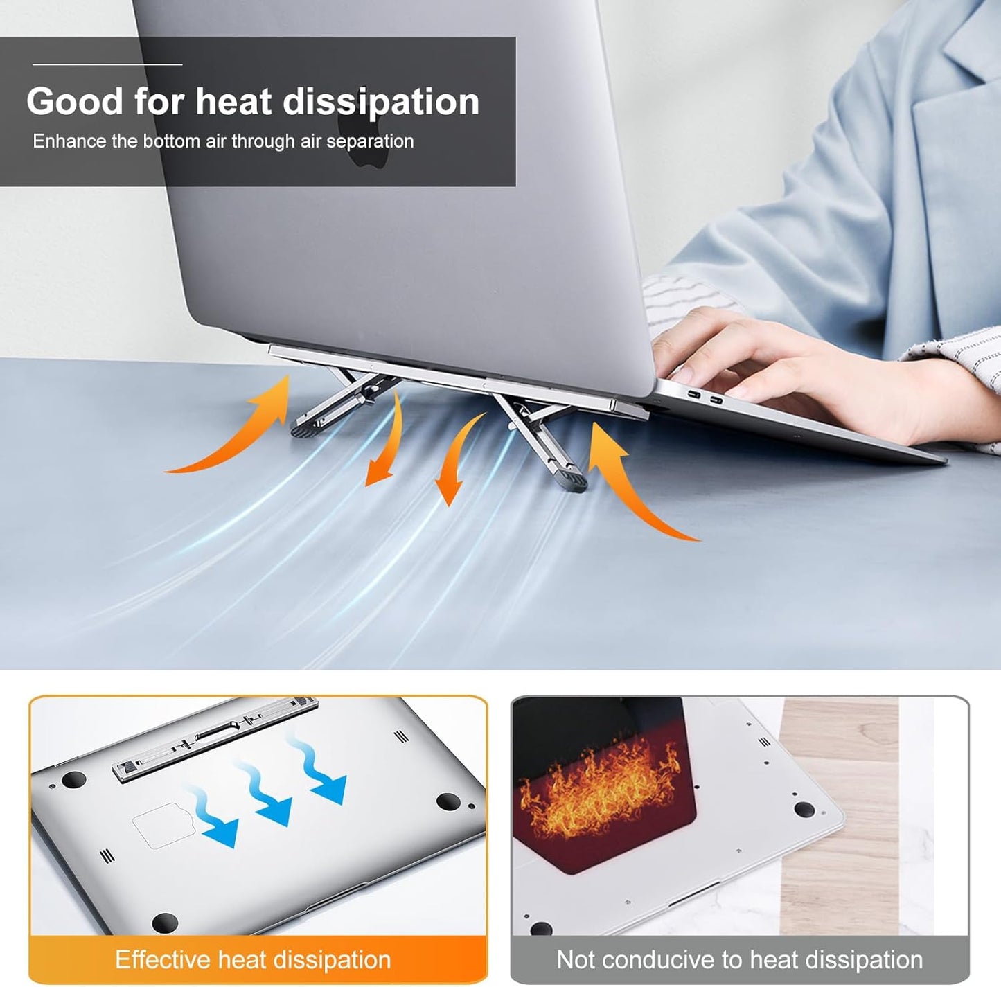 Laptop Stand for Desk,Laptop Cooling Stand,Keyboard Riser, Ergonomic Laptops Elevator for Desk, Laptop Riser Compatible with MacBook Air Pro, with Dell, with HP, More 10-15.6” Laptops