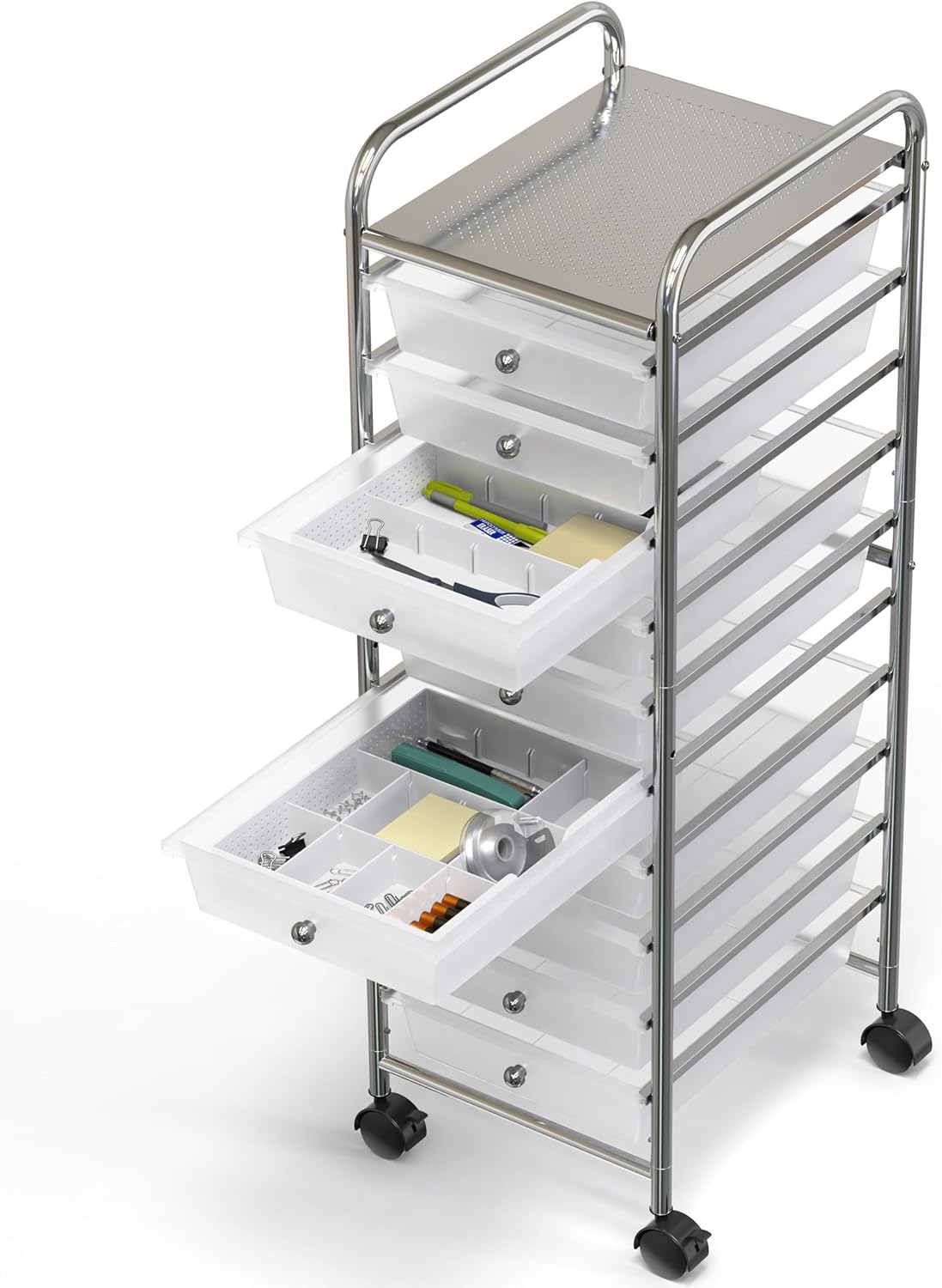 Simple Houseware Drawer Organizer Tray with 9 Adjustable Compartments, Clear