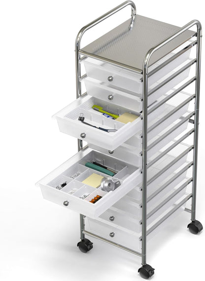 Simple Houseware Drawer Organizer Tray with 9 Adjustable Compartments, Clear