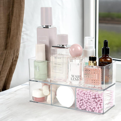 ZEXALOR Clear Drawer Organizer, 6 Sections Eyeglass Sunglasses Organizer Holder, Drawer Dividers Office Desk Tray Bathroom Makeup Jewelry Trays (14×7×1.2")