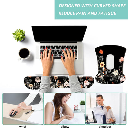 Keyboard Wrist Rest Pad Mouse Pad with Wrist Support Set of 3, Gaming Mousepad with Non-Slip Rubber Base, Ergonomic Memory Foam Mouse Cushion Support for Home Office Laptop Computer, Navy Blue