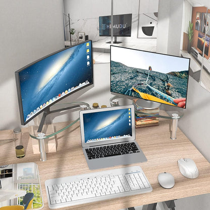 Hemudu 2 Pack Computer Monitor Riser | Triangle Desktop Universal Corner Stand for Computer Monitor & Laptop HD01T-203
