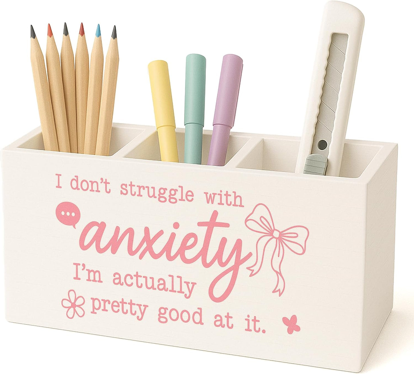 Boho Floral Mental Health Pen Holder for Desk, Special Education Classroom Must Haves, Inspirational Autism ADHD Awareness Pencil Holder for Classroom Therapy Office