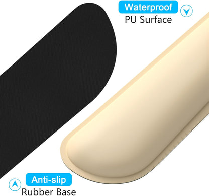 Dapesuom Keyboard Wrist Rest Set, Cute PU Leather Wrist Cushion for Computer Keyboard and Mousepad, Memory Foam Mouse Pad Rests Support with Non-Slip Base for Typing Pain Relief Laptop, Colonial White