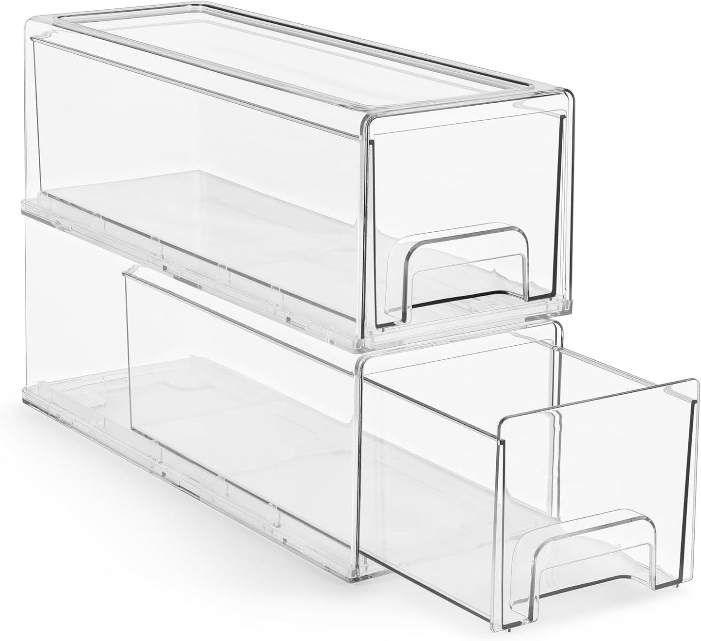 Sorbus Small Clear Stackable Storage Drawers – 4-Pack Plastic Organizer Bins with Handles – Stackable Pull-Out Storage Drawers for Closet, Pantry, Office, Bathroom, Craft, and Toy Organization