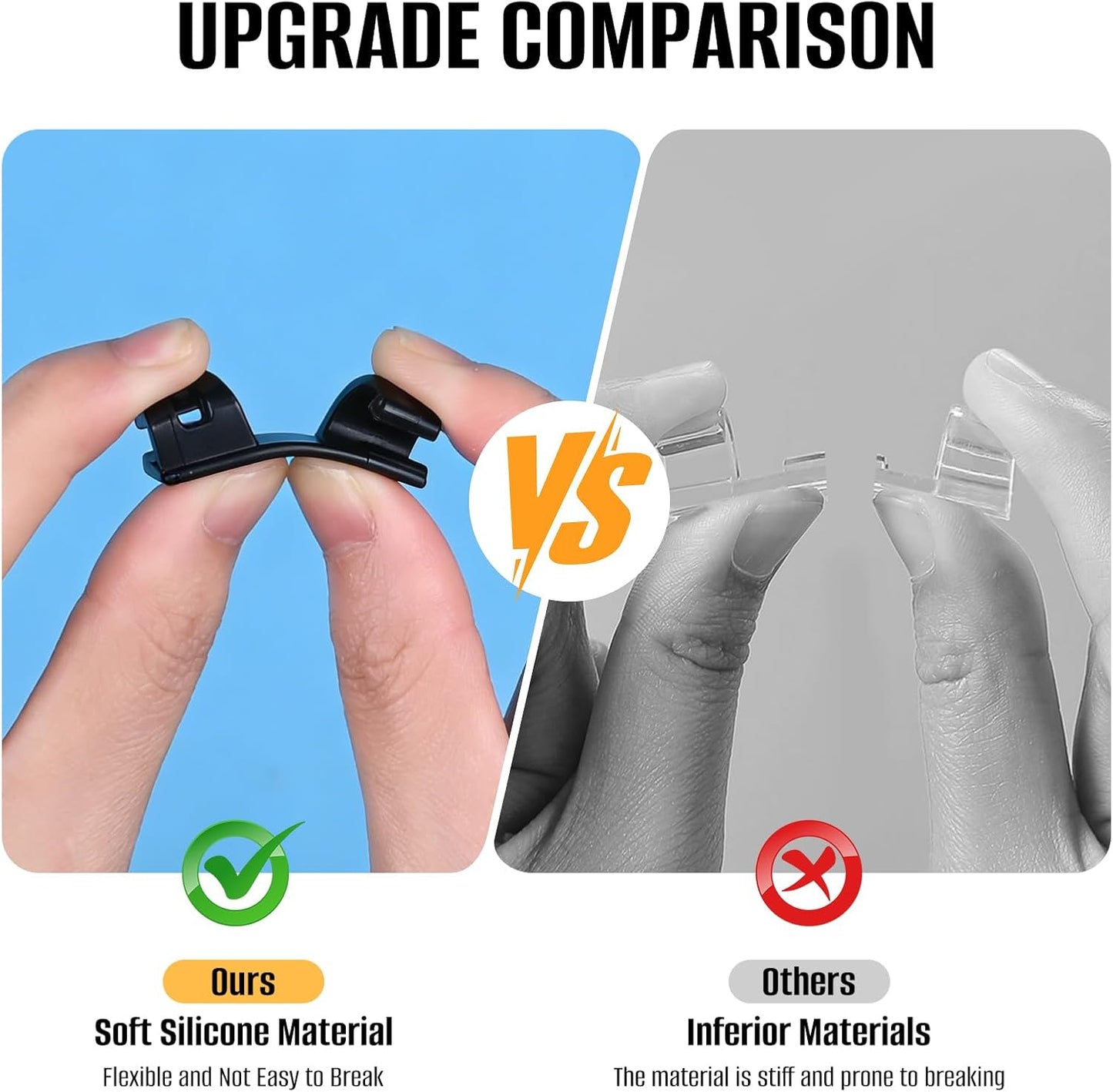 50 Pcs Self Adhesive Cable Clips,Upgraded Cable Management with Screw Hole,Strong Cord Organizer for Under Desk,Car,TV PC,Christmas Light Indoor/Outdoor-S