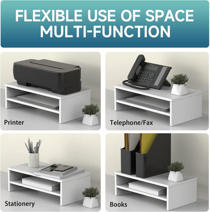 FITUEYES Monitor Stand - 2 Tier Computer Monitor Riser Shelf, Wood Desktop Stand for Laptop Computer Screen, Desk Organization, Office Supplies