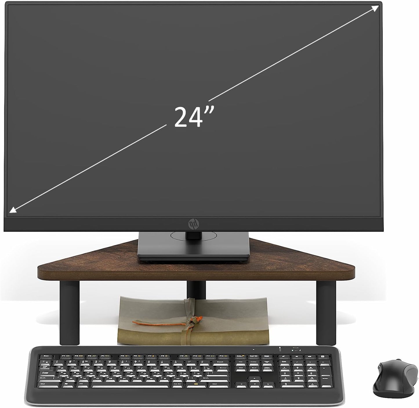 Furinno Turn-N-Tube Corner Monitor Riser Stand with Stainless Steel Tubes, Americano