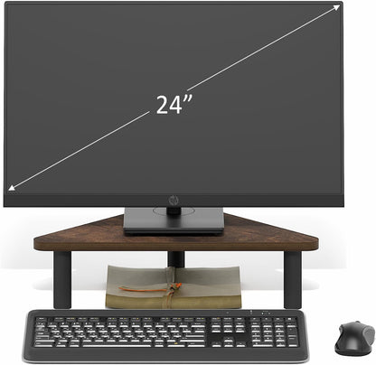 Furinno Turn-N-Tube Corner Monitor Riser Stand with Stainless Steel Tubes, Americano