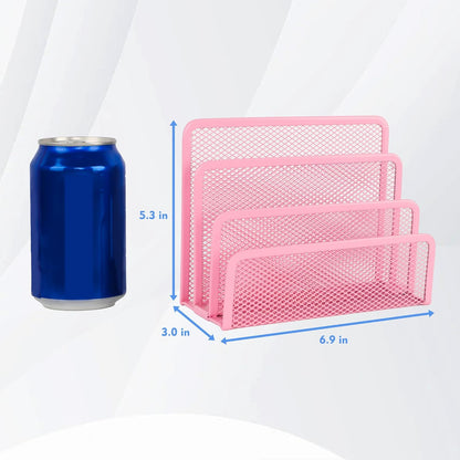 EASEPRES Desk Mail Organizer, Office Small Desktop Metal Mesh Envelope Letter Sorter Paper File Holder Organizer with 3 Vertical Upright Compartments, Black 1 Pack