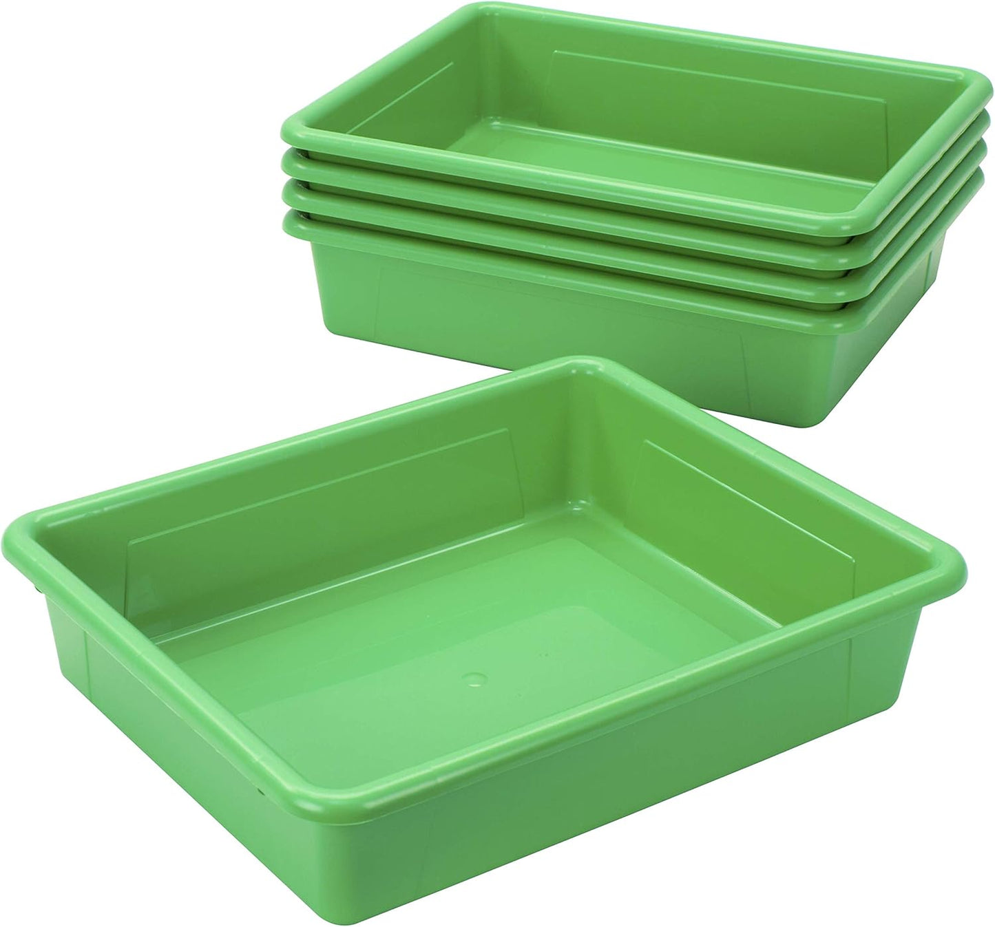 Storex Letter Size Flat Storage Tray – Organizer Bin for Classroom, Office and Home, Clear, 5-Pack (62531A05C), 10 x 13 x 3 Inches