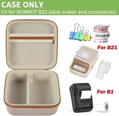 ALKOO Case Compatible with NIIMBOT B21 / B1 Label Maker Wireless Thermal Label Printer, Holder for Inkless Label Maker & Labeling Tapes Refills, with Mesh Pocket for Cable Accessories (Purple)