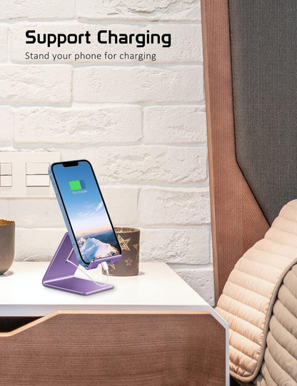 Desktop Cell Phone Stand Holder, Aluminum Solid Portable Universal Desk Stand for iPhone 16 15 14 13 12 11 X 8 7 6 Plus 5 Ipad 2 3 4 Mini Samsung Huawei All Mobile Smart Phone, Silver