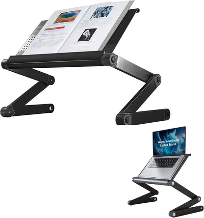 Uncaged Ergonomics Adjustable Book Holder, Tablet & Laptop Stand, Aluminum Portable Reading Stand for Textbooks & Cookbooks, Recipe Holder for Kitchen Counter, Silver