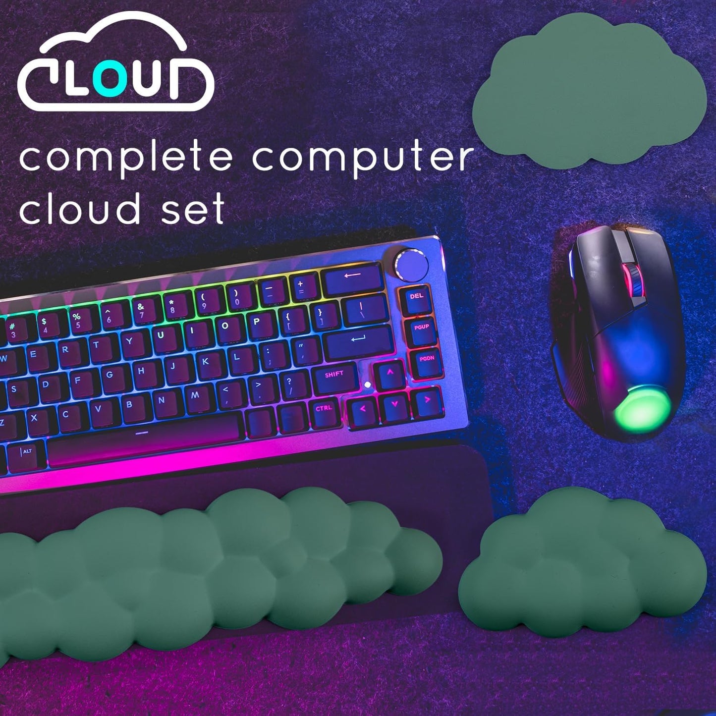 Cloud Wrist Rest for Computer Keyboard Arm Wrist Rest with Non-Slip Base Extended Wrist Rest Ergonomic Memory Foam for Keyboard and Mouse Typing Pain Relief, Office, Gaming, Computer