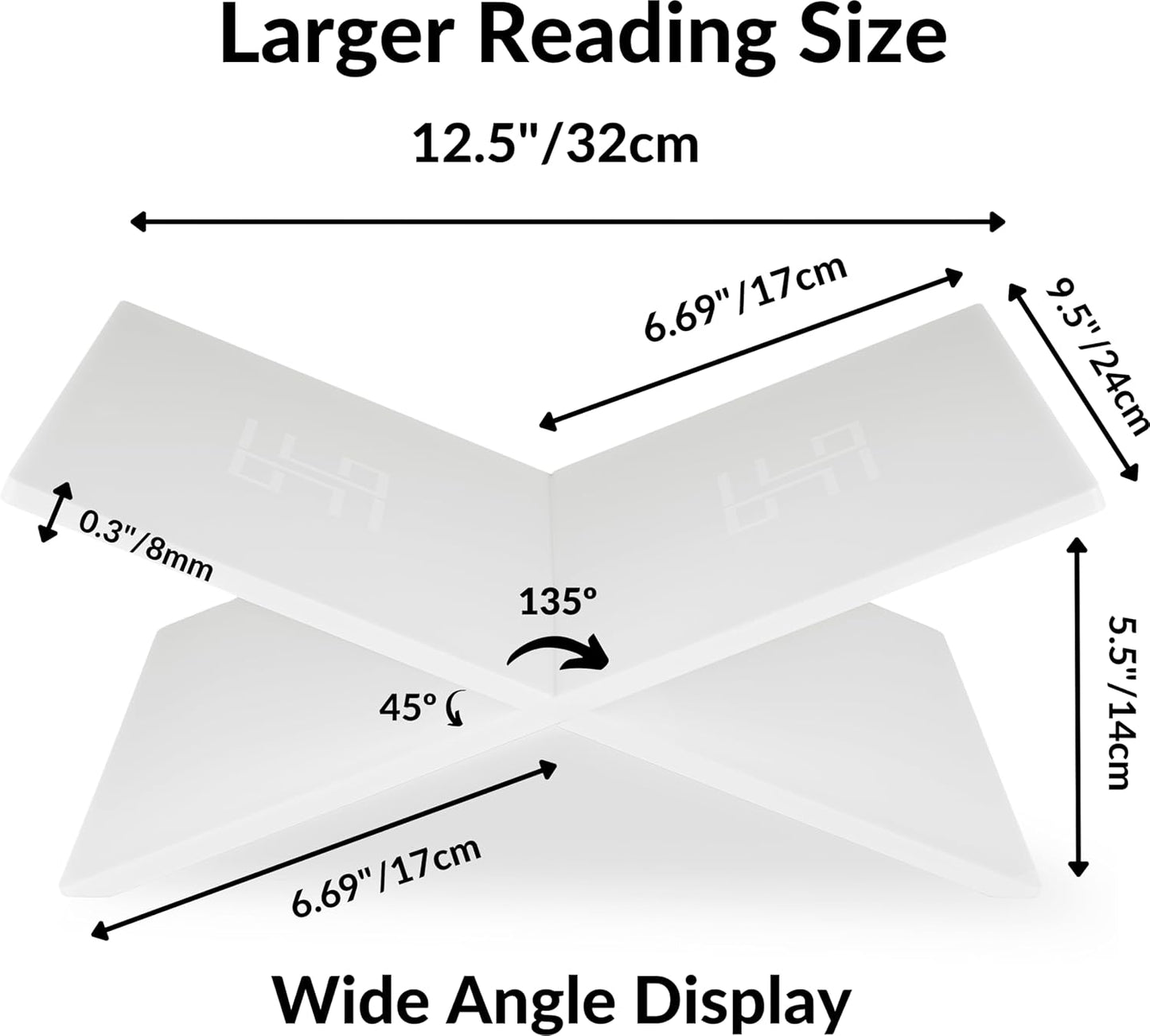 Honygebia Gold Acrylic Book Stands - Cross Frame Acrylic Book Holder, Open Bookstand for Display and Reading, Suitable for Art, Bible, Cookbook, Easel, Magazine, Textbooks 12.5" x 9.5" x 5.5"