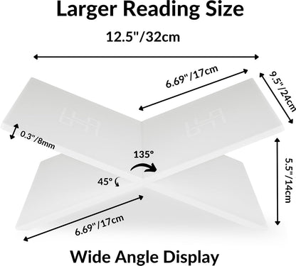 Honygebia Gold Acrylic Book Stands - Cross Frame Acrylic Book Holder, Open Bookstand for Display and Reading, Suitable for Art, Bible, Cookbook, Easel, Magazine, Textbooks 12.5" x 9.5" x 5.5"